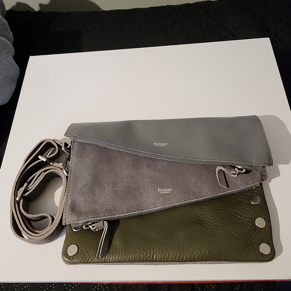 Hammitt Two-Tone Gray and Olive Crossbody Bag